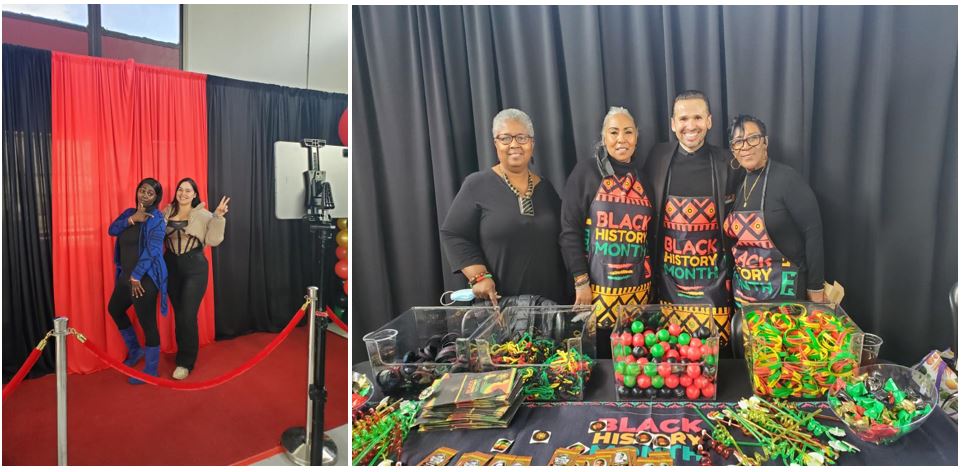 Staff and students eating.