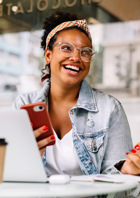 Student studying outdoors