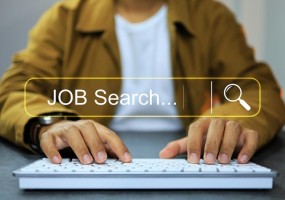 Student searching for jobs online